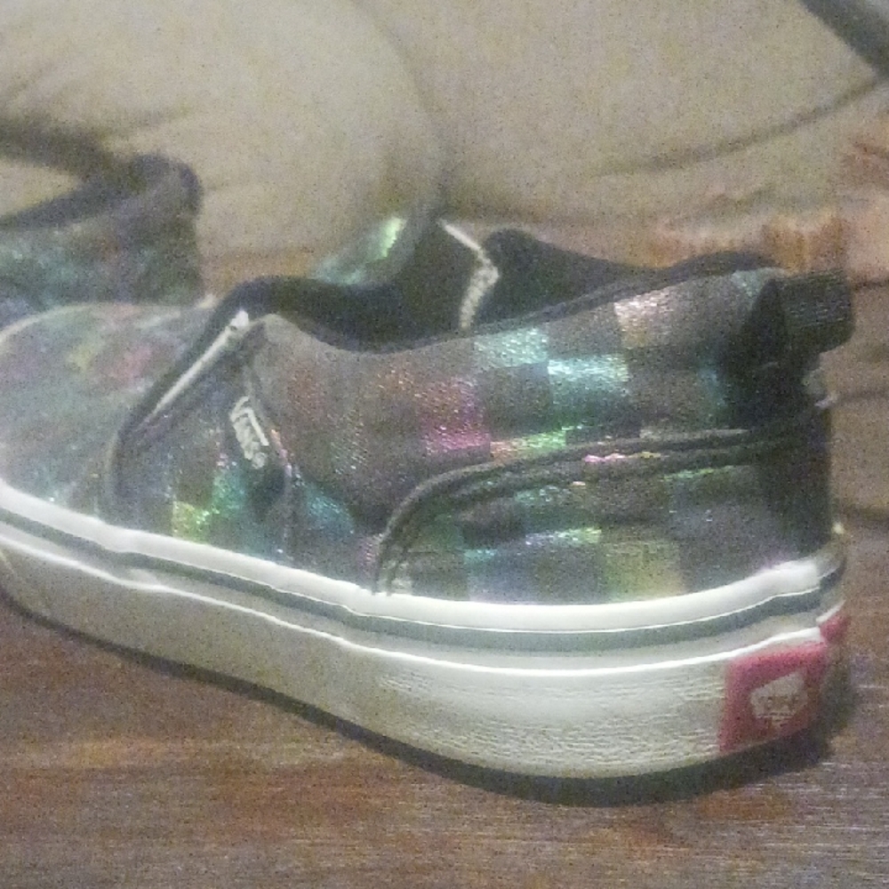 Vans Kids Multicolor Checkered Slip-On Shoes - Picture 7 of 8